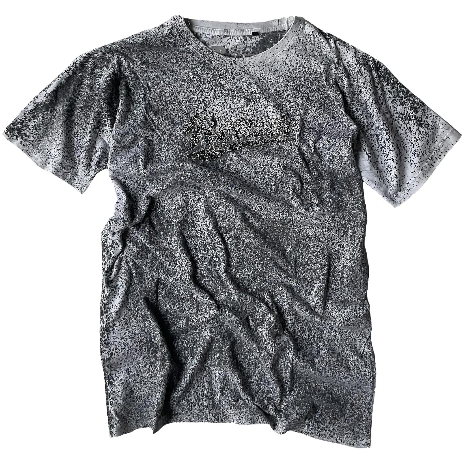 light gray t-shirt with dark gray spray