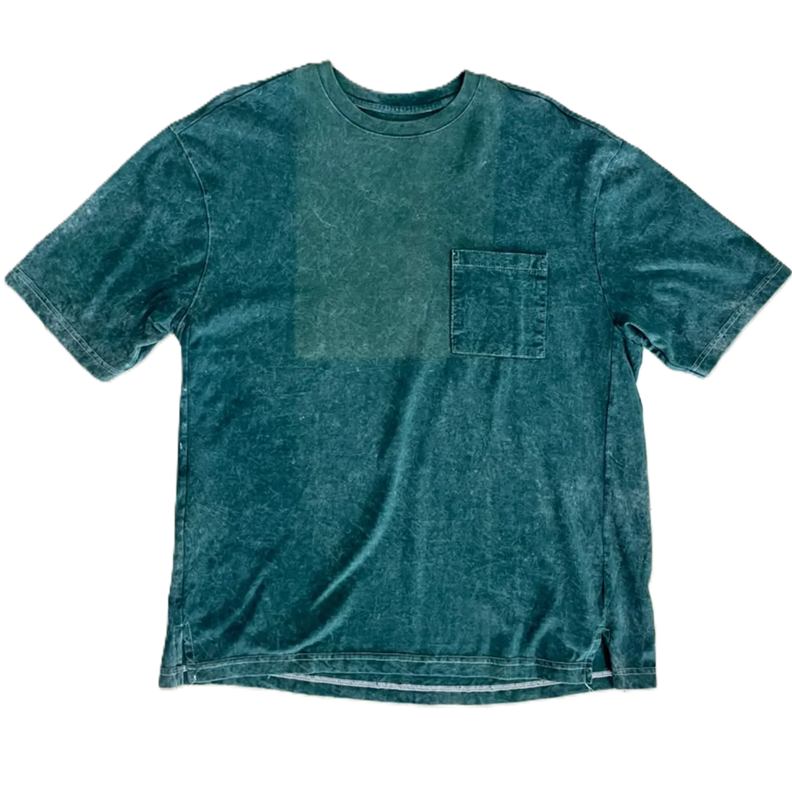 green t-shirt with sandwash