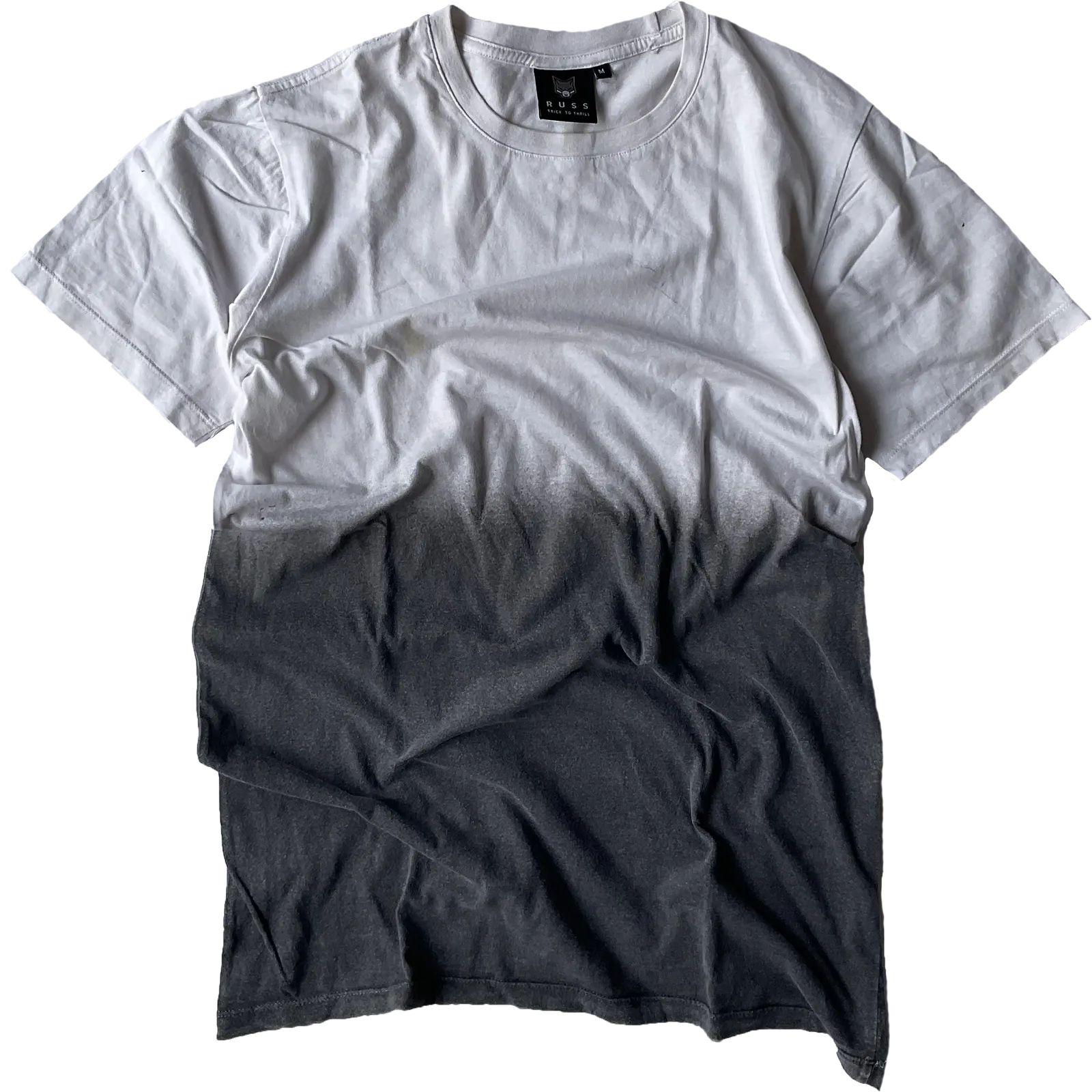 t-shirt half white black tie dye